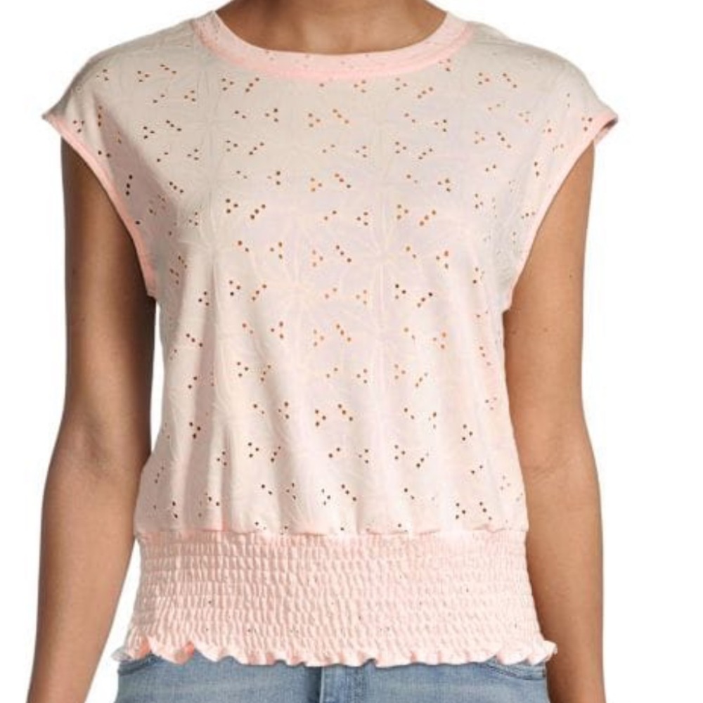 LAUNDRY BY SHELLI SEGAL pointelle-Knit Smocked Top-XL